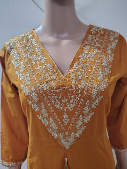 Rust Orange Embroidered Anarkali Kurta Set