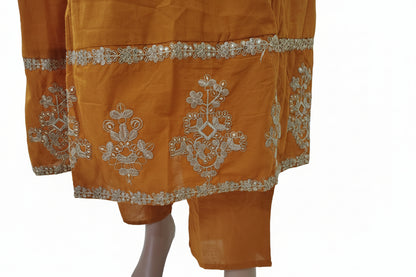Rust Orange Embroidered Anarkali Kurta Set