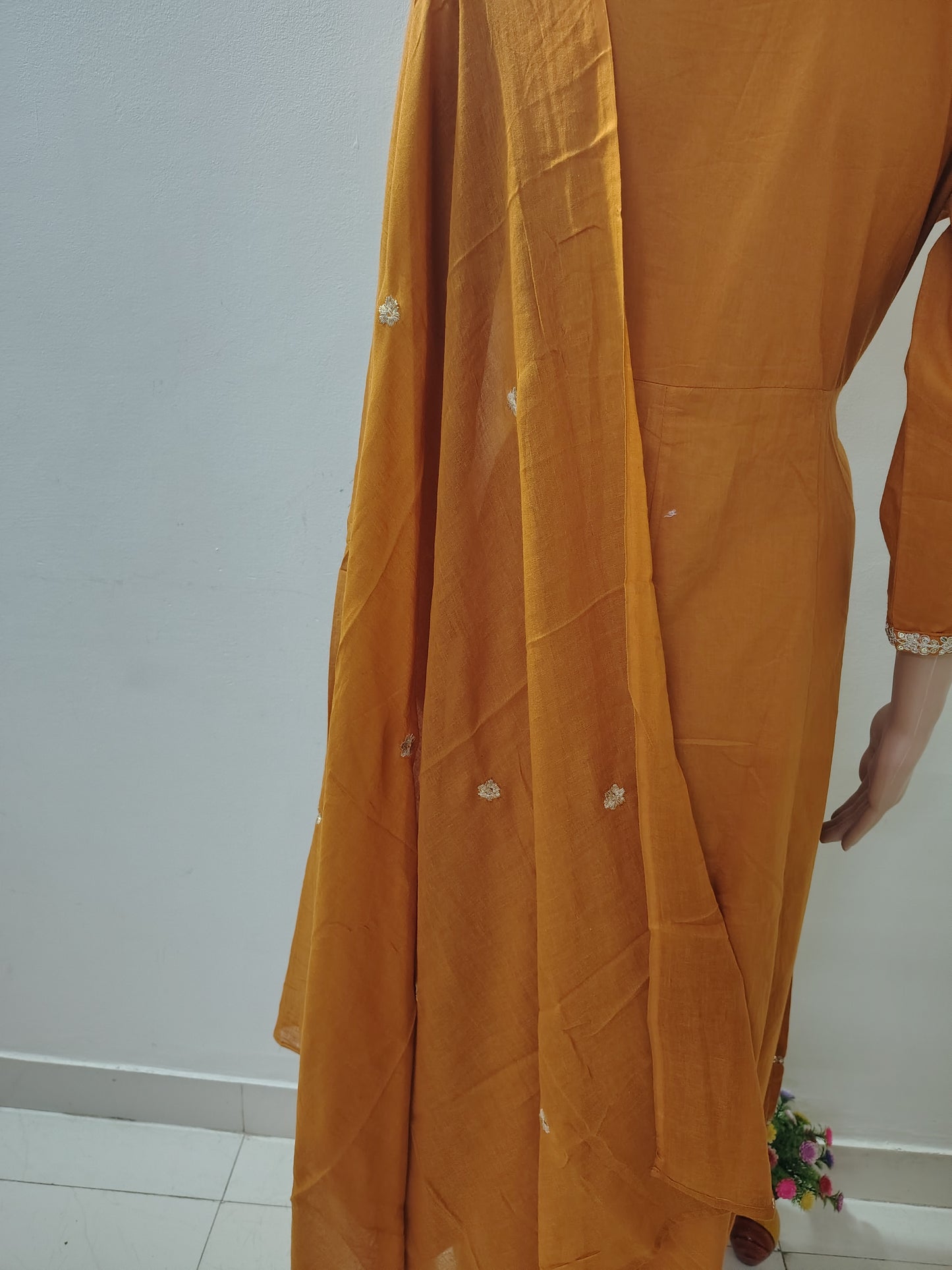 Rust Orange Embroidered Anarkali Kurta Set