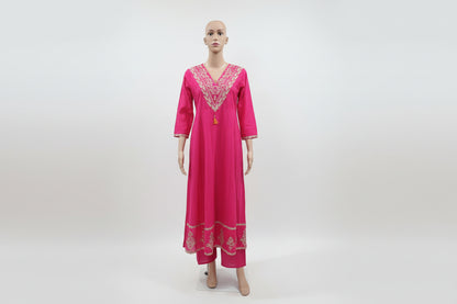 Rani Pink Embroidered Anarkali Kurta Set