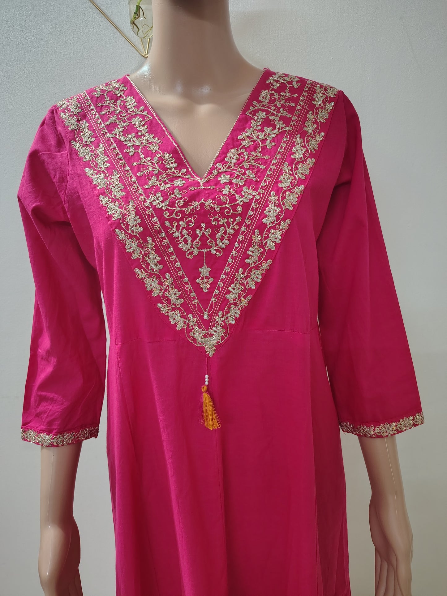 Rani Pink Embroidered Anarkali Kurta Set