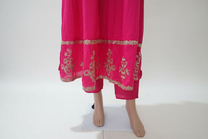 Rani Pink Embroidered Anarkali Kurta Set