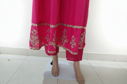 Rani Pink Embroidered Anarkali Kurta Set