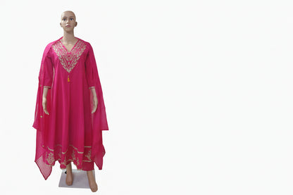 Rani Pink Embroidered Anarkali Kurta Set