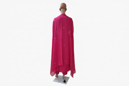 Rani Pink Embroidered Anarkali Kurta Set