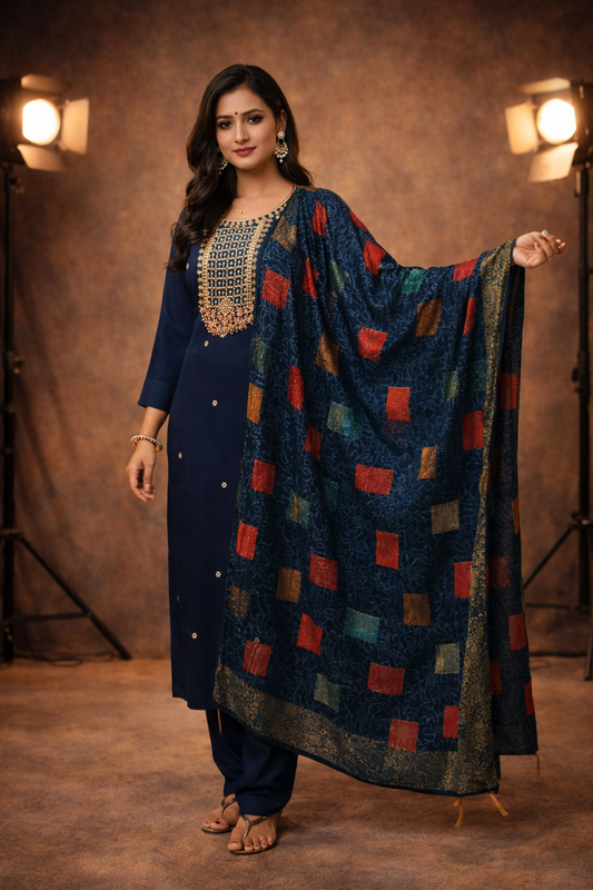 Gaji Silk Kurti pant Dupatta Pair